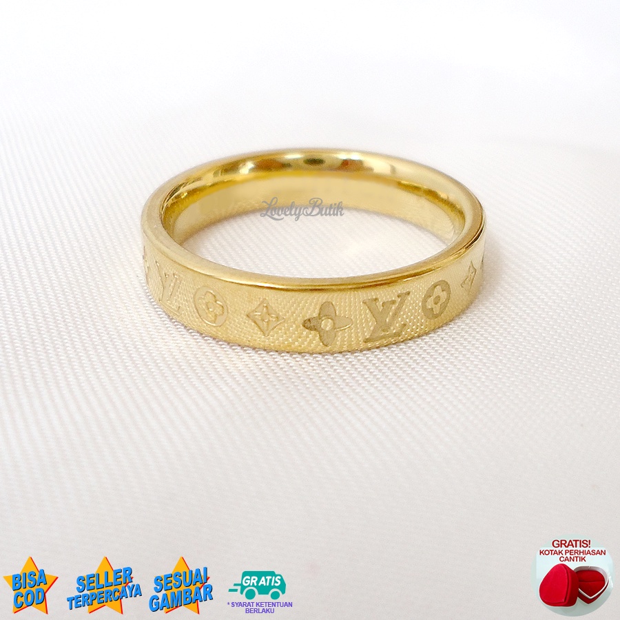 Lovelybutik Cincin Titanium Wanita  Anti Karat Anti Luntur 3vi Cincin Cewek Titanium Bonus Kotak Perhiasan