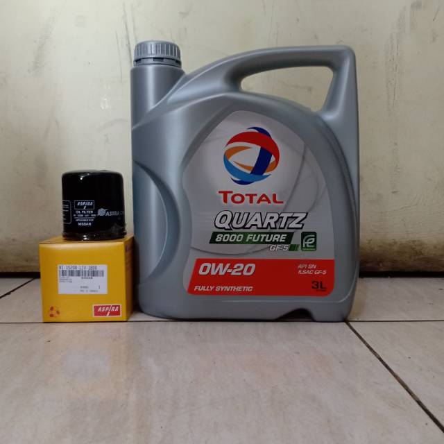 Paket Oli Total SAE 0W-20 FS 3L + Filter Oli Datsun Go/ Nissan March