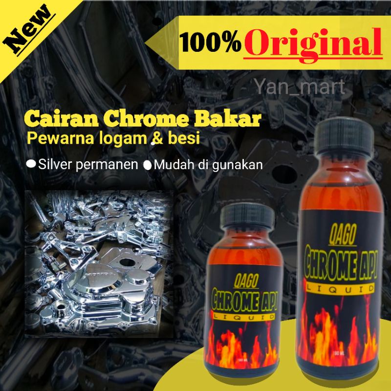 Qago Cairan chrome api 100ml liquid chrome bakar/ crome bakar pewarna logam dan besi crome terbaru c