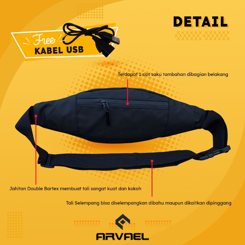 Tas Waistbag Watetproof USB Winner Arvael