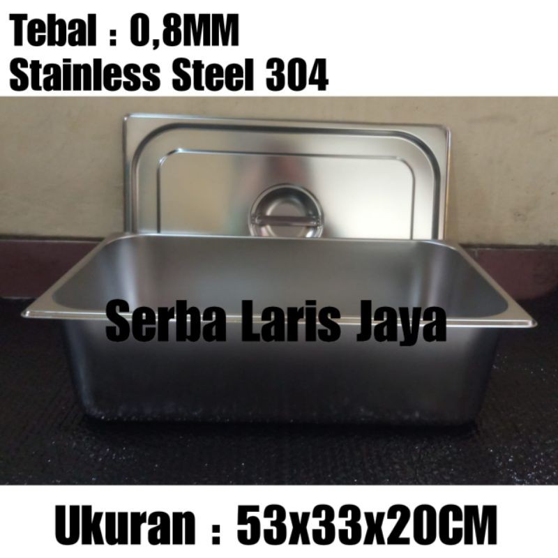 Wajan Penggorengan Kotak Dan Tutup Stainless Steel 53x33x20cm