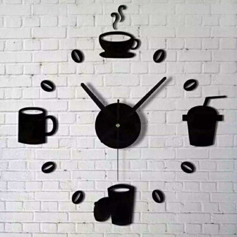 Jam dinding tempel DIY analog Jam Dinding Dekorasi Model Kopi DIY Coffee Big