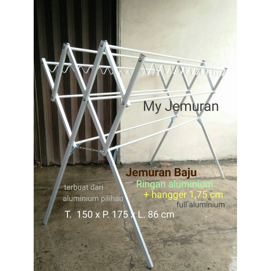 Jemuran Baju Alumunium Ringan 175cm Hanger L32 Shopee Indonesia