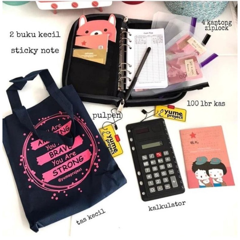 Set Binder resleting a6 cashflow buku kas Yume Project vol 9 anggaran pos hemat dompet organizer anggaran Yumeproject multifungsi ziplock wallet financial planner