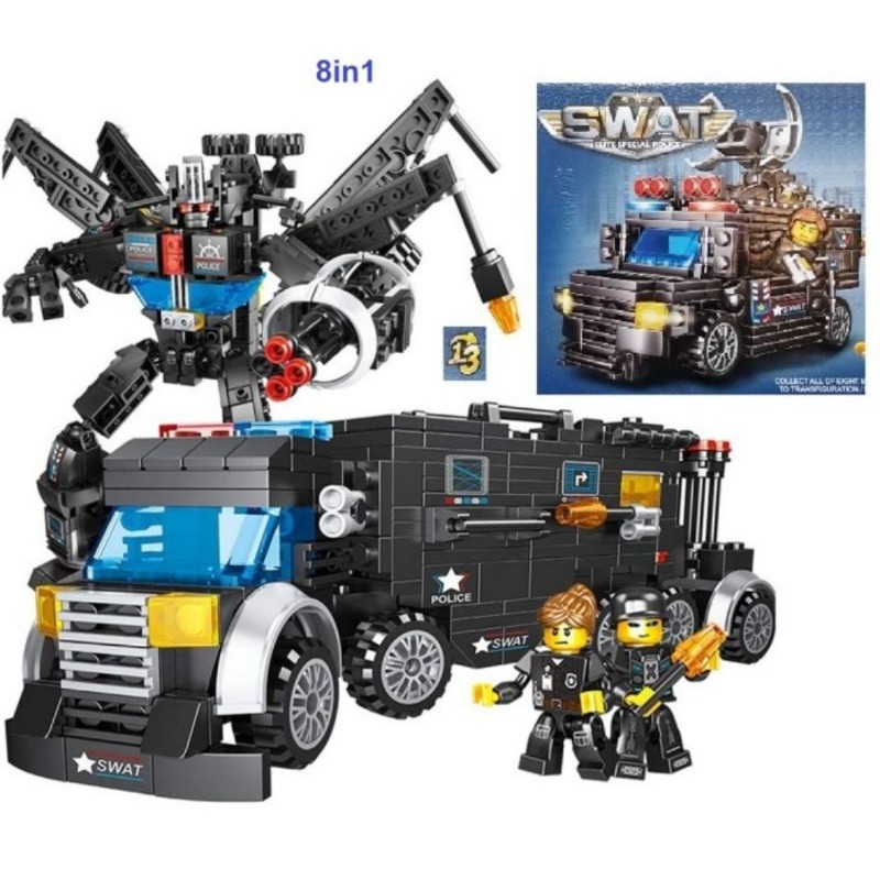 Lego Block Mobil SWAT Polisi Jeep Truck Robot