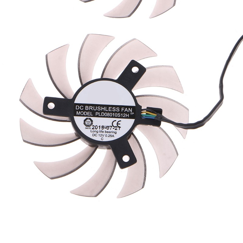 Btsg 2pcs Kipas Pendingin Vga 75mm Pld08010S12H 4pin 12v 0.25a Untuk Gtx 1050ti 6930 7850 Gtx 550 750 770