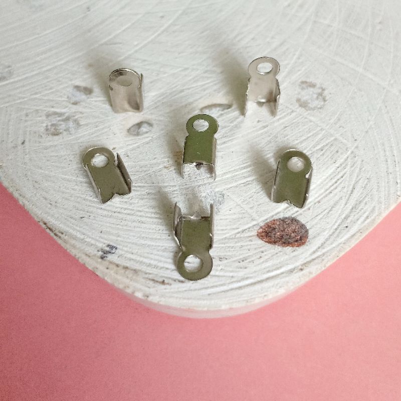 100 pcs Klep Penjepit Tali/ Kokot Tali Nikel Silver