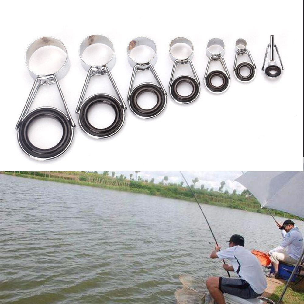 REBUY 7 Sizes Rod Guides Stainless Fishing Line Ring Accessories Tackle Telescopic DIY Tip Repair 7PCS/Multicolor