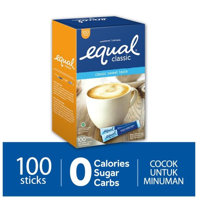 

Equal Classic Zero Calorie Sweetener, Pemanis Buatan 100 Sticks