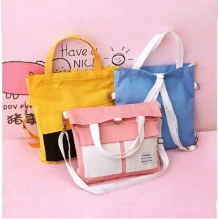 Tas Totebag Popi Kampus Kuliah Sekolah Wanita Korea