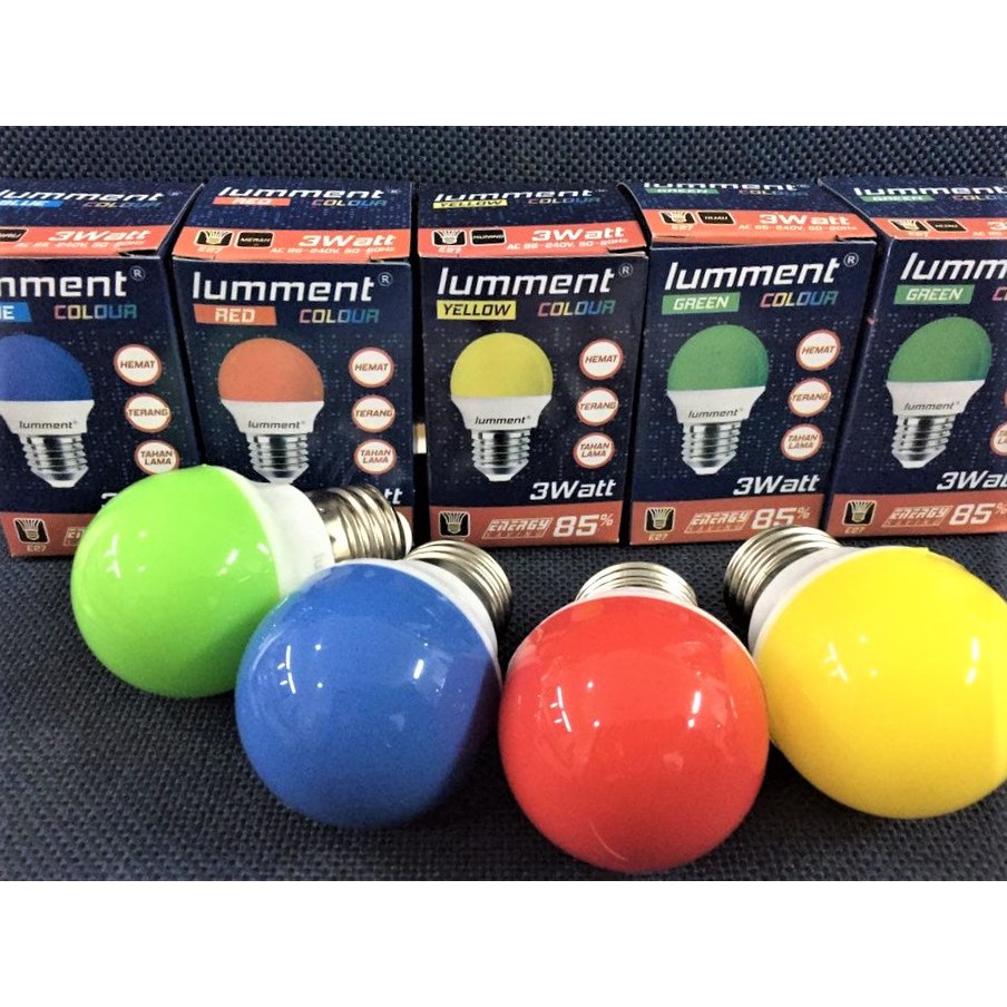 Lumment Warna Lampu Led Warna 3W colour 3 Watt 3Watt merah kuning biru hijau lampu tidur led warna