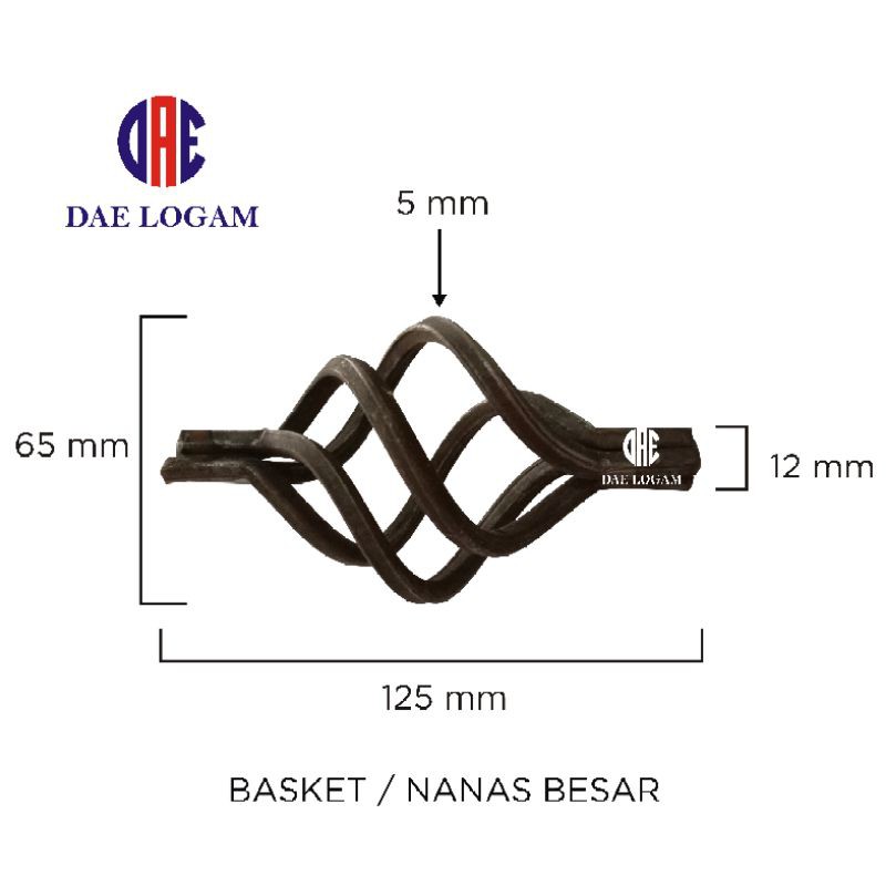 Ornamen Pagar Besi Basket / Nanas Ukuran Besar