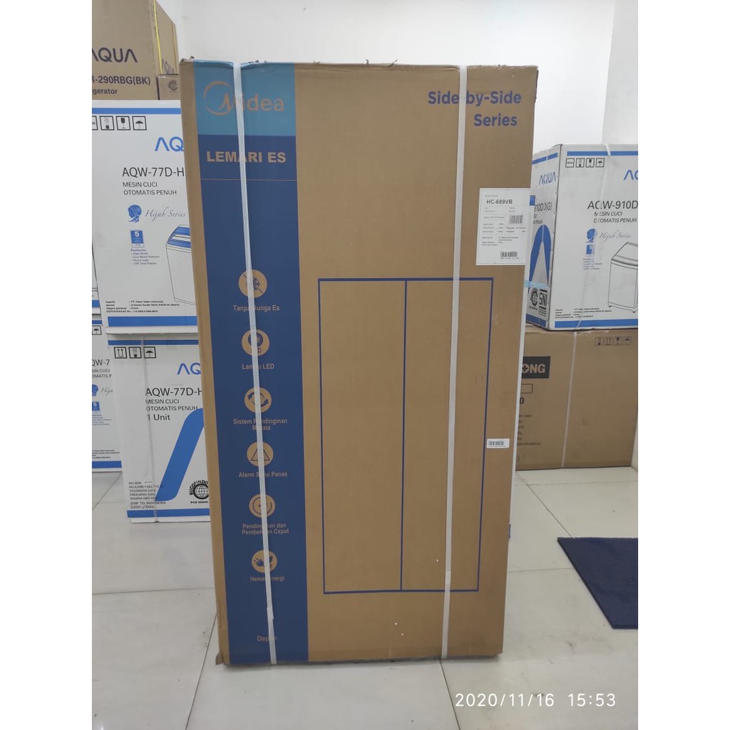 KULKAS MIDEA HC 689 VB LEMARI ES 2 PINTU HC689VB SIDE BY SIDE