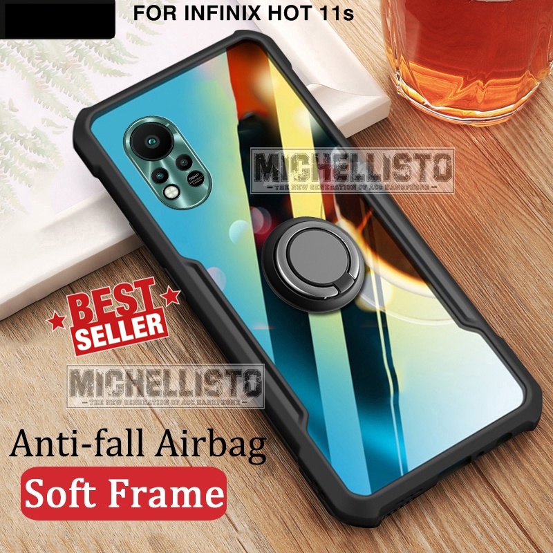 Case Infinix Hot 11s NFC Ring Standing BLADE Transparan CLEAR Armor