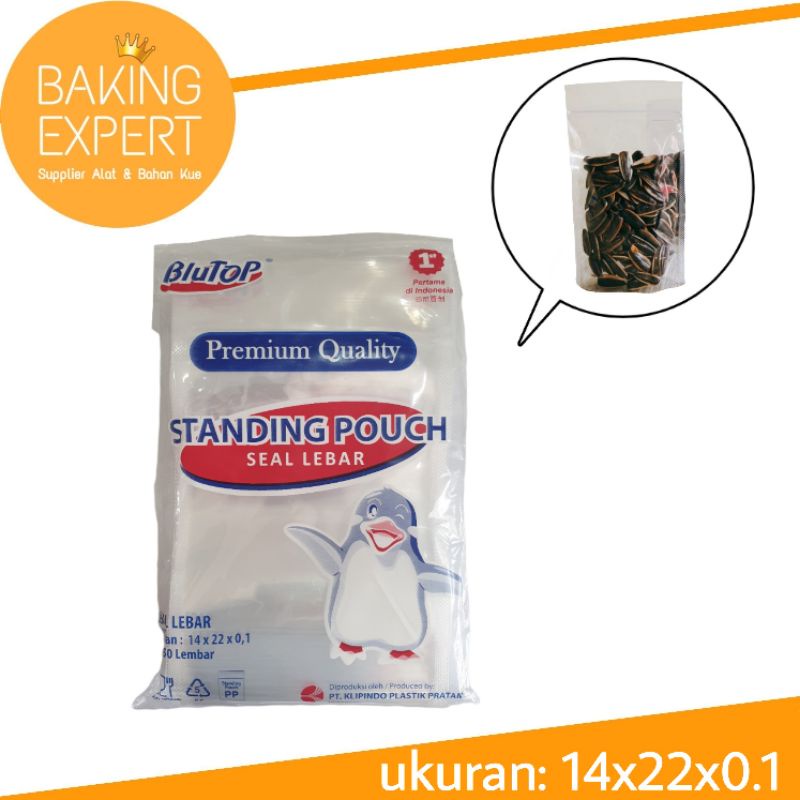 Standing Pouch Blutop Seal ziplock 14x22 plastik klip makanan 14x22