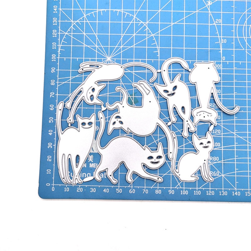 Stensil Cutting Dies Bahan Carbon Steel Desain Kucing Halloween Untuk Scrapbook Album Foto Kartu Kertas