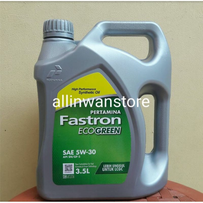 Oli Pertamina Fastron Eco Green SAE 5W30 / Fastron Ecogreen SAE 5W-30 API SN GF-5 isi 3,5L 3.5 Liter 100% ORIGINAL Cocok untuk agya ayla sigra datsun dll