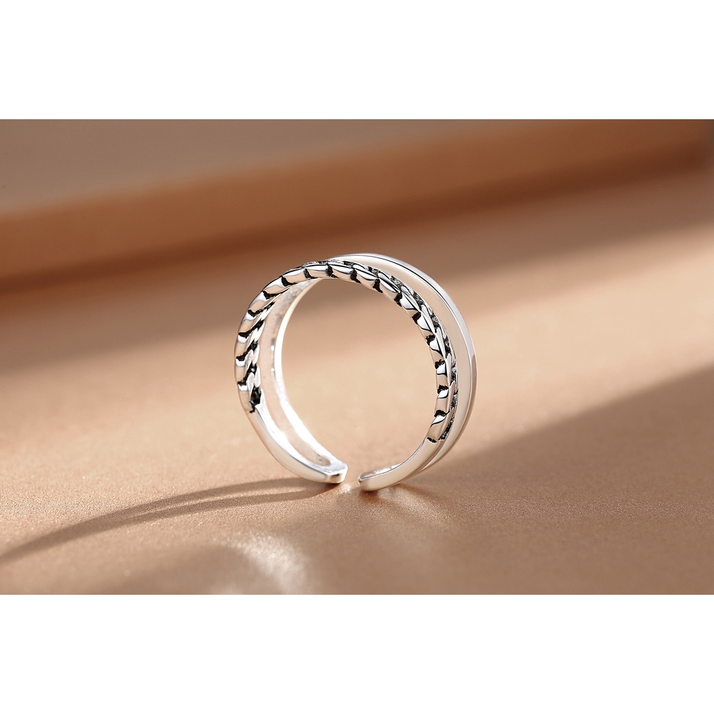 925 Perak Cincin Untuk Wanita/pasangan Cincin yang Dapat Disesuaikan Kepribadian Bar Perhiasan Retro JZ00070
