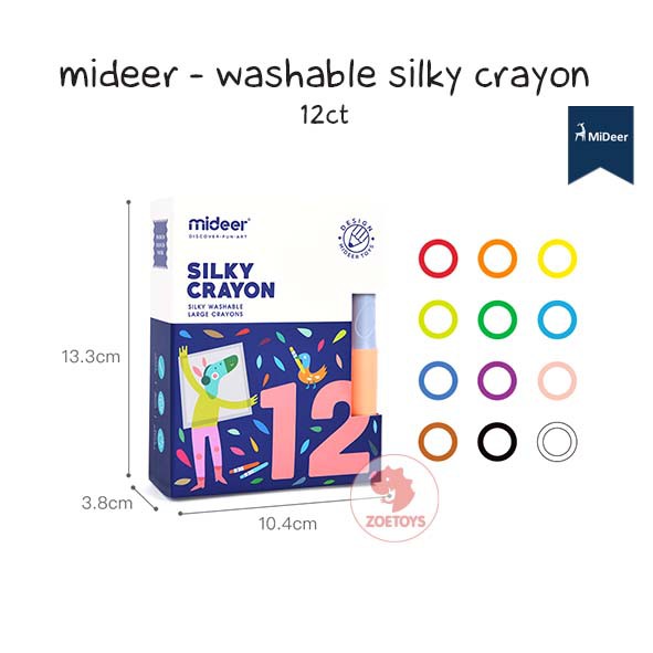 Zoetoys Mideer - Washable Silky Crayon 6 ct. 12 24 warna colors | Krayon Aman Body Face Painting | Cari Kado | Cari Kado Natal