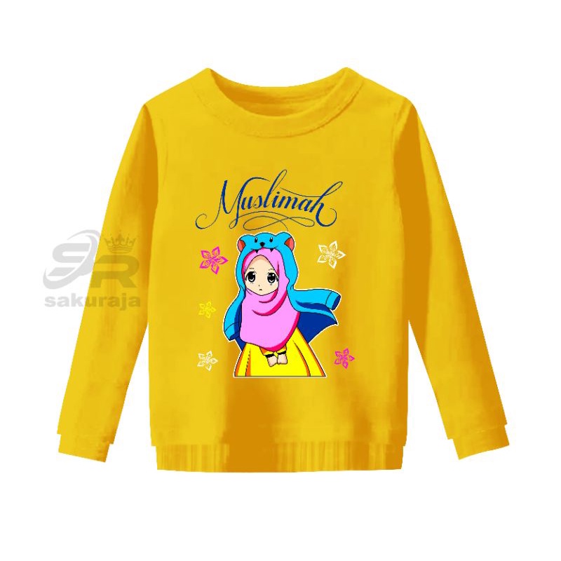 atasan hoodie anak/kaos atasan anak lengan panjang gambar hijab umur 3-11 tahun/bisa COD