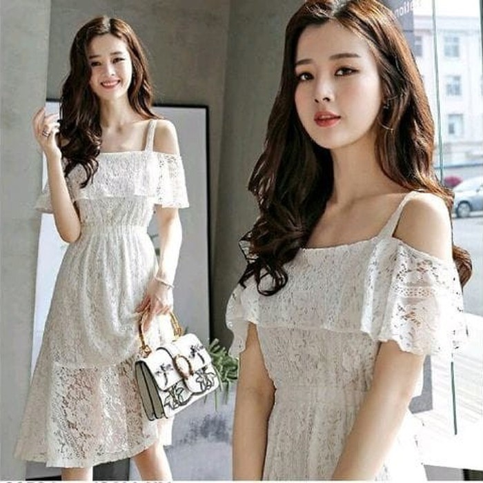 ❤️Bodycon Dress Brukat Brokat Lace Lokal Bandung❗️Lengan Terompet Yellow Mustard Belleza Dress MPD