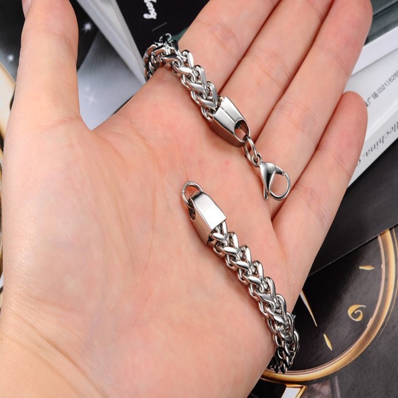 Gelang Rantai Ular Baja Titanium Sederhana Fashion Pria dan Wanita