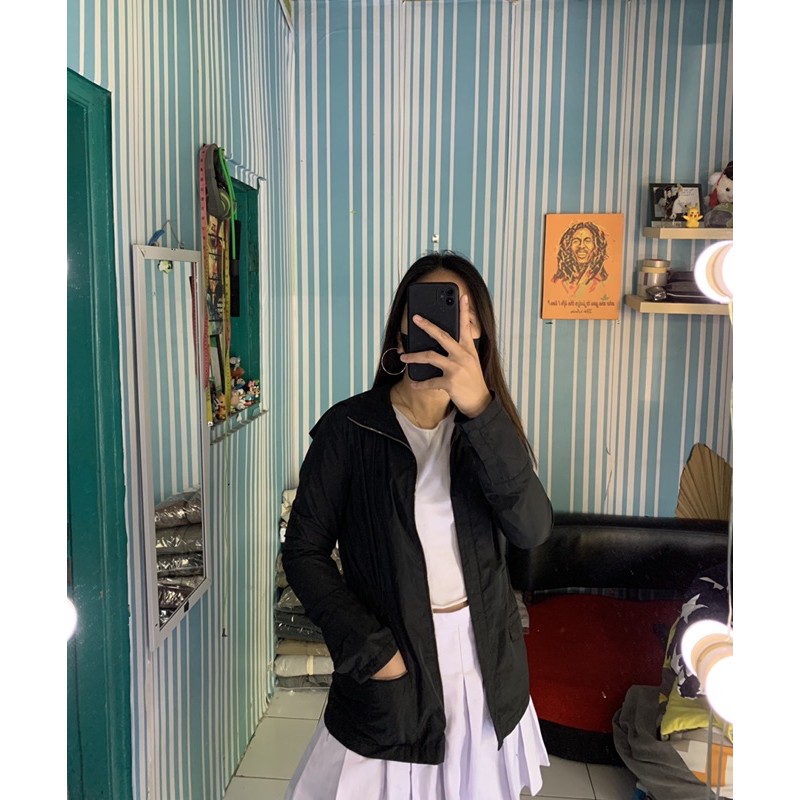 BEAN FOLT GOLF SPORT BLACK HOODIE PARKA JAKET OUTER CEWE WANITA THRIFT PRELOVED SECOND