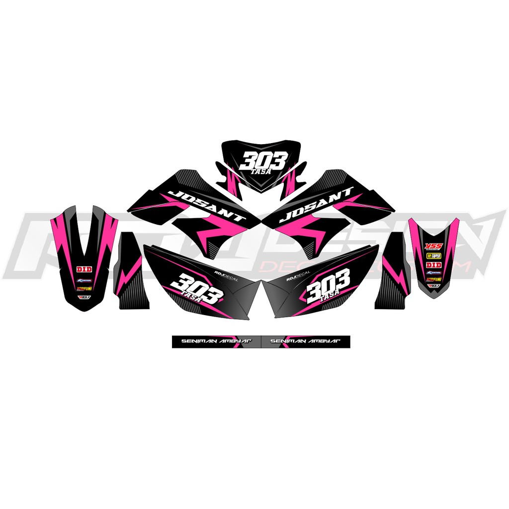 DECAL STICKER KLX/DTRACKER 150 LAMA (011) DEKAL STIKER HITAM PINK