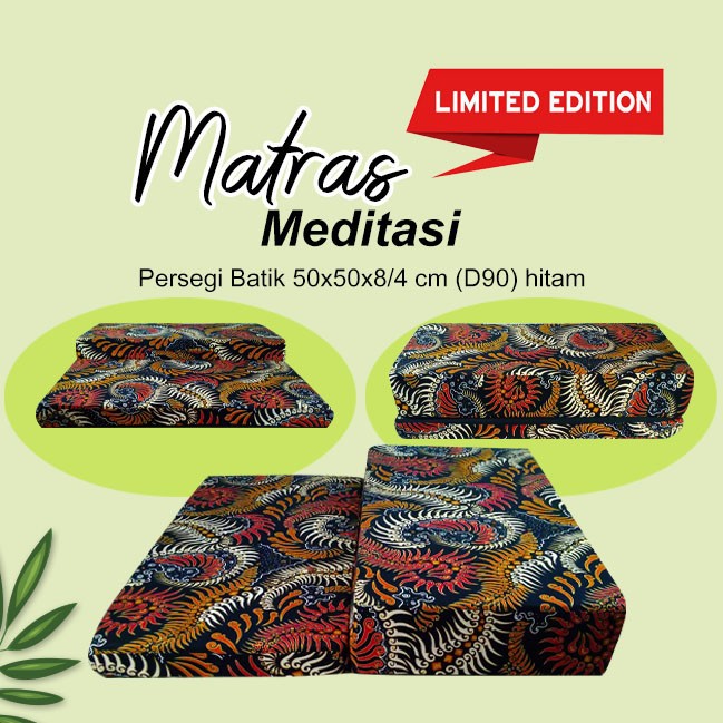 Matras/Bantal/Alas Meditasi (Bantal doa) Batik 50x50x8/4cm (D90) hitam