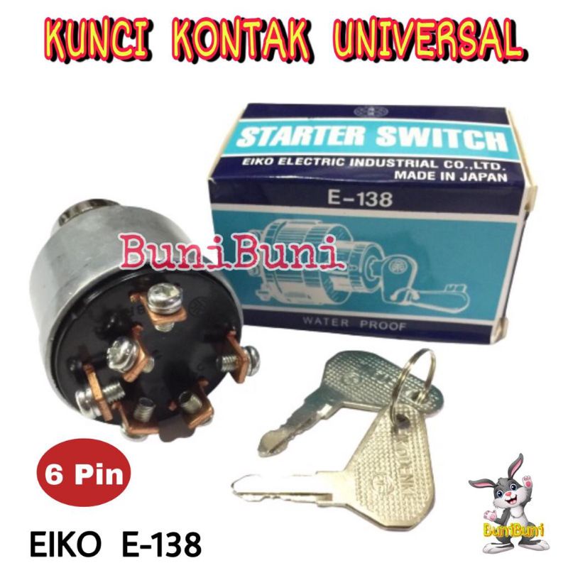 Kunci Kontak Mobil / Kunci Starter Switch Rubahan Untuk Mobil &amp; Mesin Kaki 6 Pin Universal E138