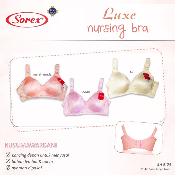 Sorex 8106 | Breastfeeding Bra / BH Menyusui Kancing Depan