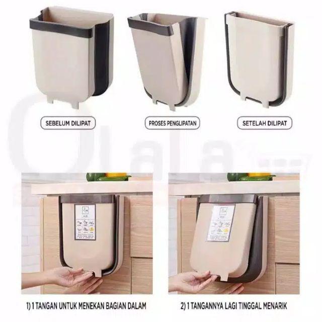 Tempat Sampah Gantung Lipat Portable Dapur Mobil Kamar Praktis Plastik Premium Murah