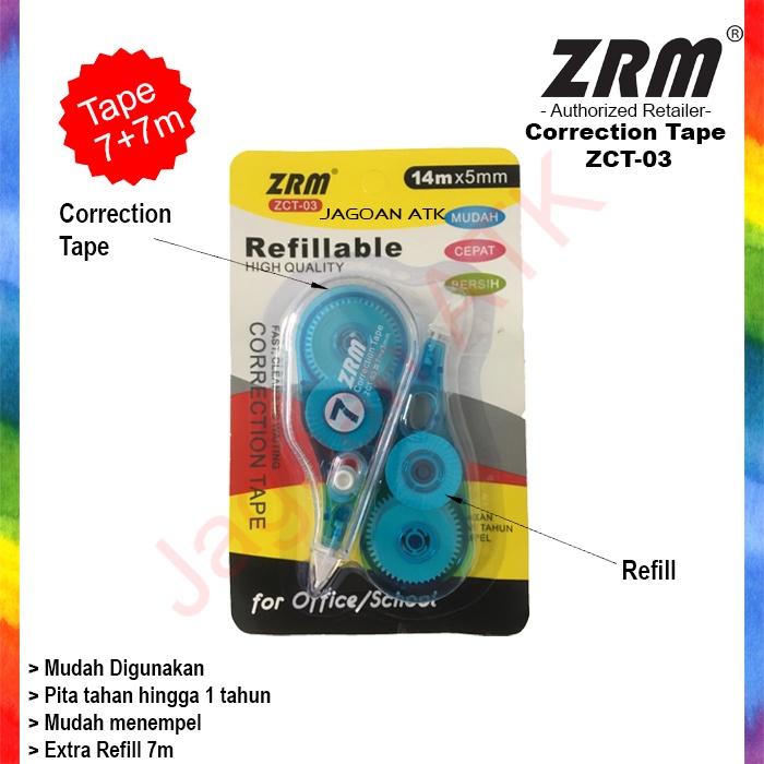 

Correction Tape / Tip-X Kertas (5mmX7m) Plus Refill ZRM ZCT-03