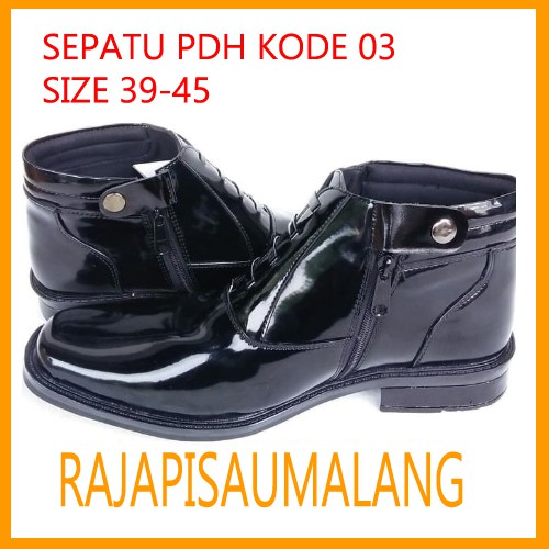 Sepatu PDH Kilat Polri Resleting Tali Variasi - Size 39 sd 45