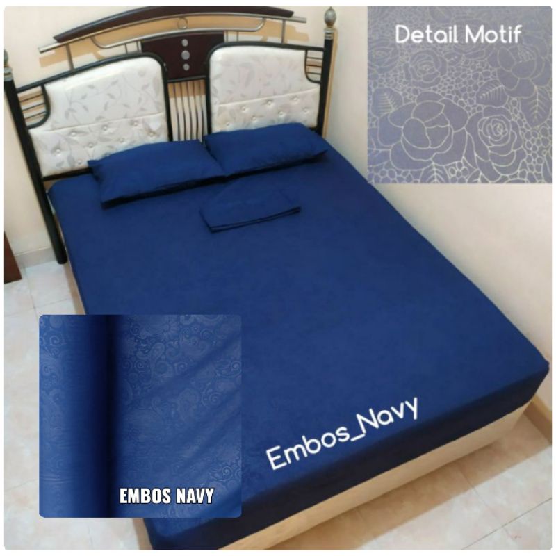 BAHAN KAIN SPREI EMBOS NAVY