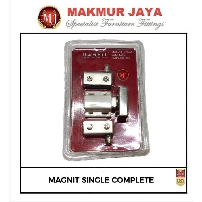 Engsel kaca jepit + magnet + push Single engsel pivot kaca (1daun)
