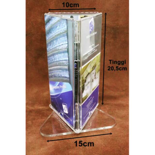 

Acrylic display brosur A6 3 muka