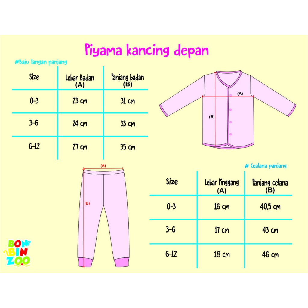 [Size 0-12m] Bonbinzoo Setelan Panjang Kancing Depan Motif Kakogan Fabric Granit