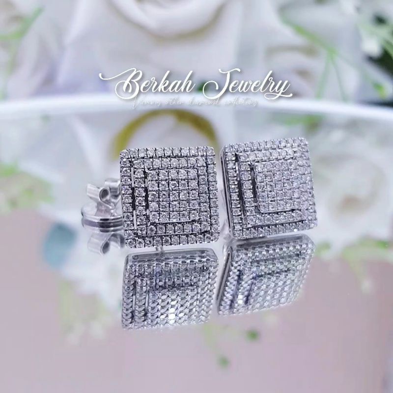 Anting Giwang Emas Putih Berlian Eropa 1,25 ct Asli Natural Diamond