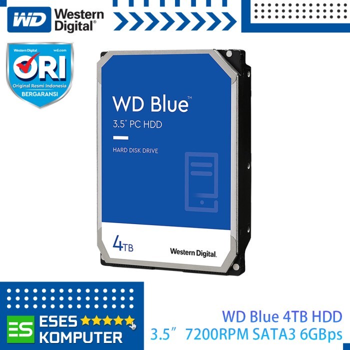 HDD Internal WD Blue PC 4TB 3.5 Inch SATA3 6GBps | Harddisk Hardisk