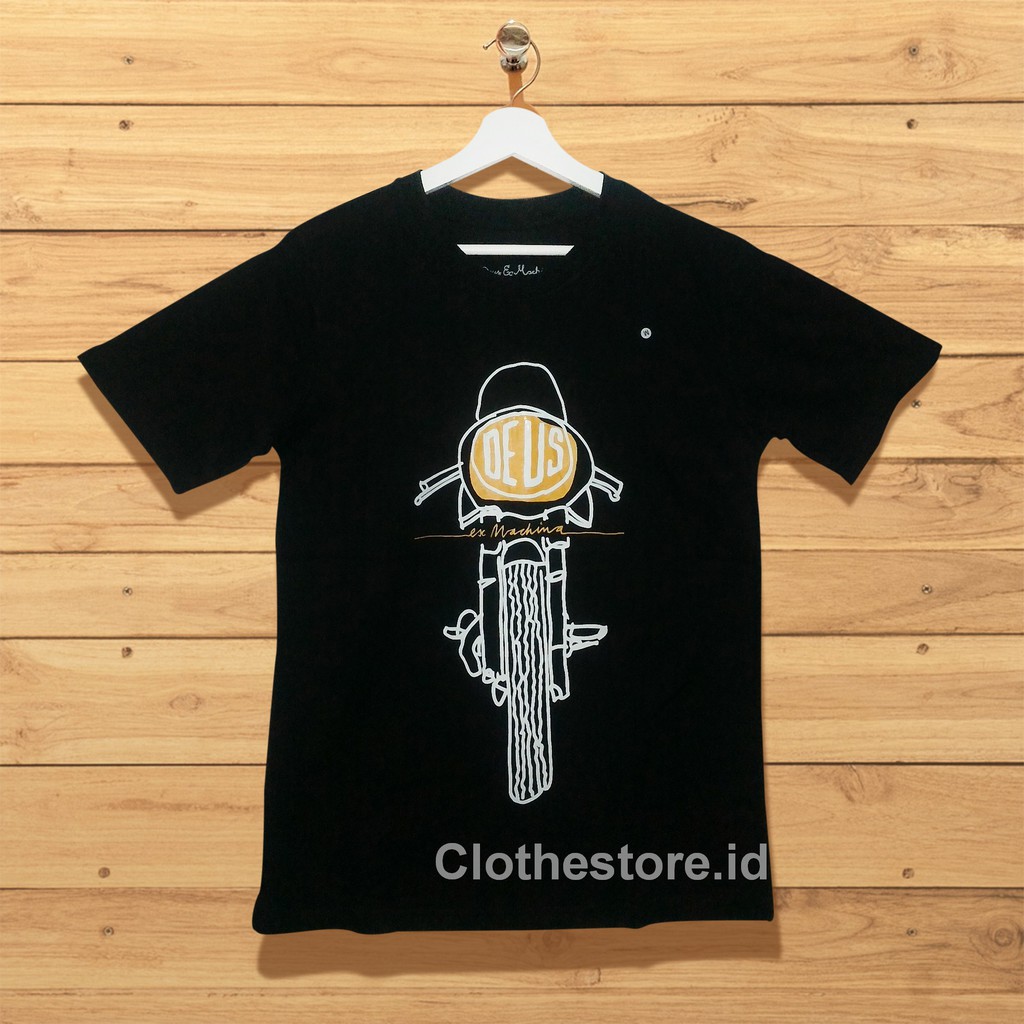 1270 KAOS TSHIRT DEUS EX MACHINA FRONT LOOK MOTORCYCLE YELLOW BLACK KAOS DEUS BAJU DEUS