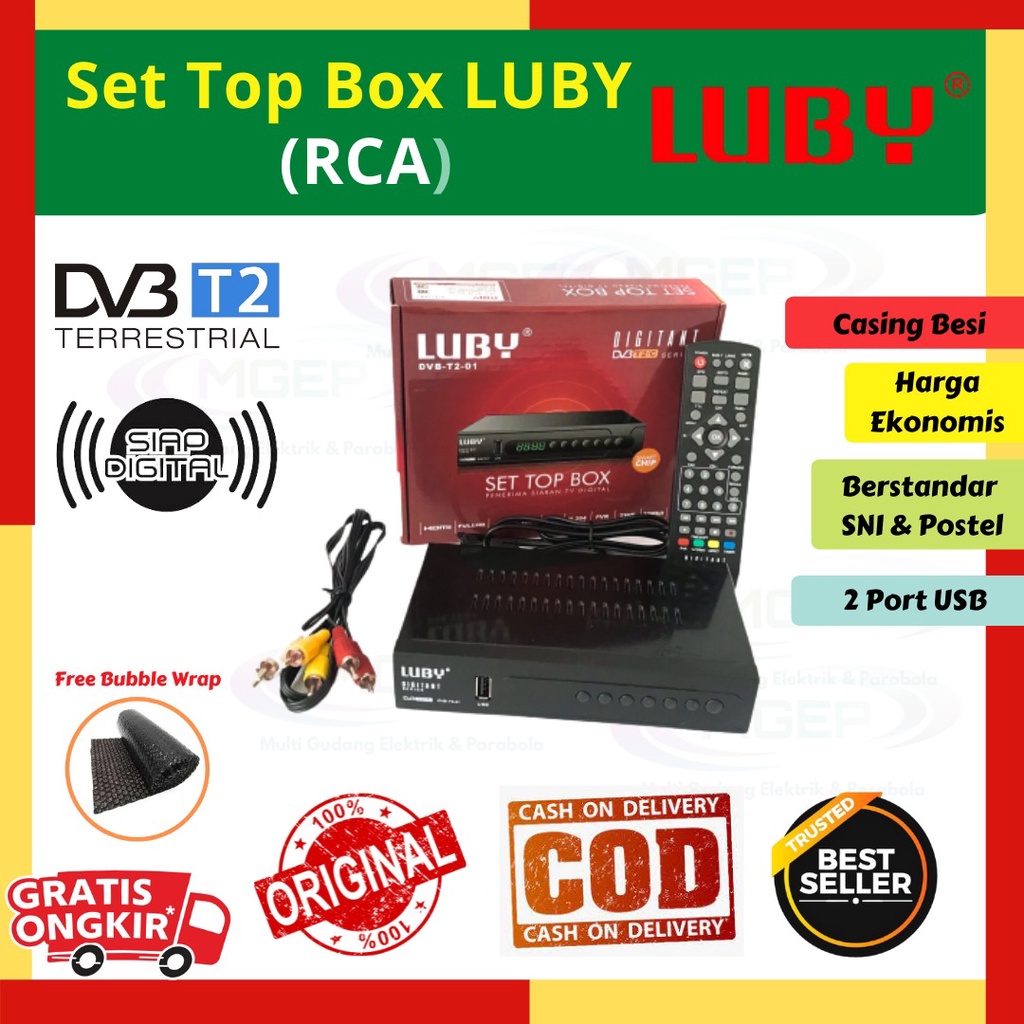 Set Top Box LUBY &amp; WELHOME DVB T2 Siaran Digital Terestrial Resmi SNI &amp; Postel