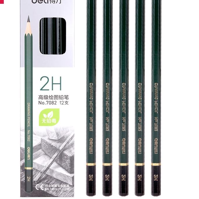 

Langsung Kirim Deli 2H Drawing Pencil / Pensil Menggambar 2H 12 pcs Tidak Mudah Patah 7082!