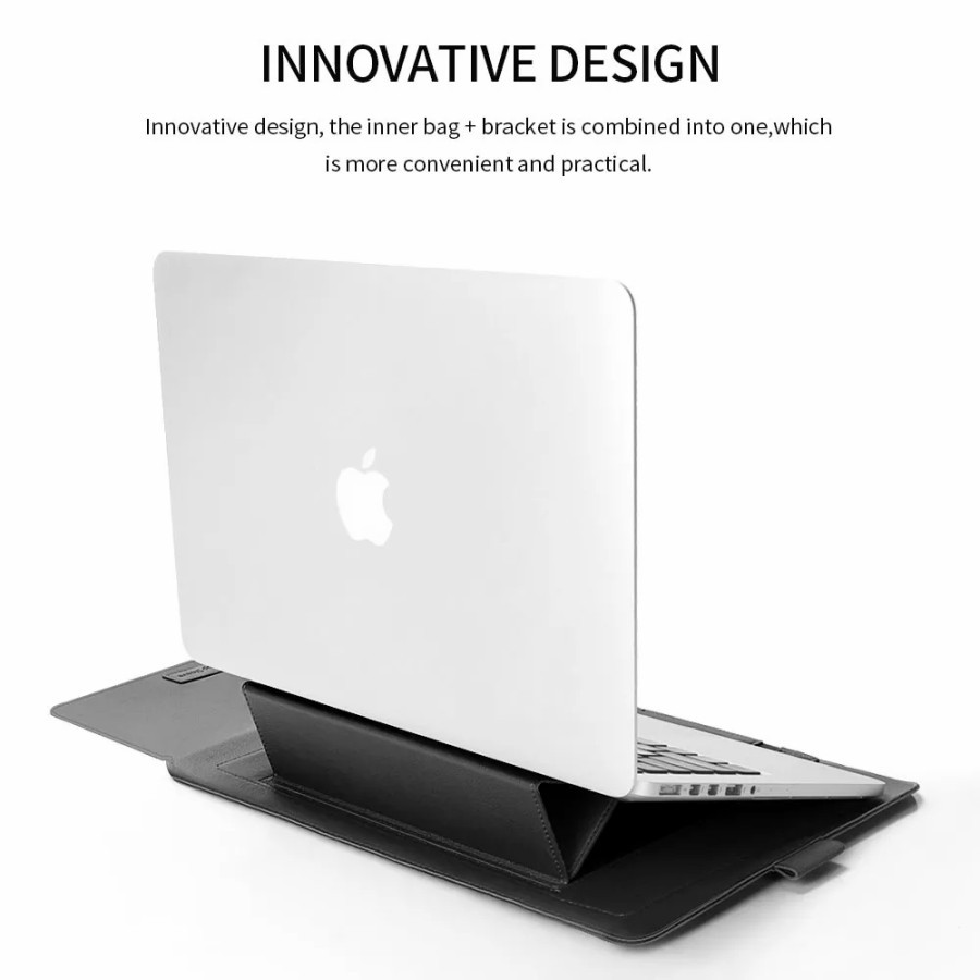 NA - Sarung Macbook Kulit + Stand Premium Leather Laptop Sleeve LE1301