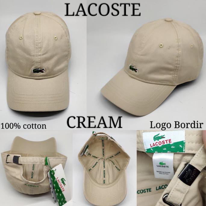 PROMO Topi Baseball golf lacoste import unisex cewek cowok branded - Cream DZ389