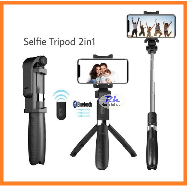 Tripod Tongsis Bluetooth With Remote / Selfie Stick Portabel