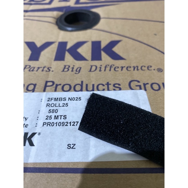 Velcro YKK 25 mm bagian  kasar nya saja - warna hitam ykk lebar 2.5 cm - hook and loop premium ykk Magic Tape Meteran prepet perepet