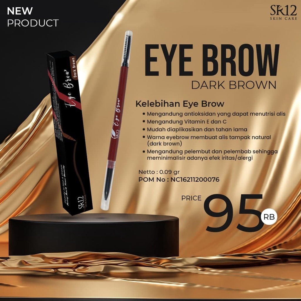 PENSIL ALIS SR12 DARK BROWN / EYE BROW WATERPROOF / KUAS PENCIL ALIS COKLAT BPOM MUDAH DIAPLIKASIKAN