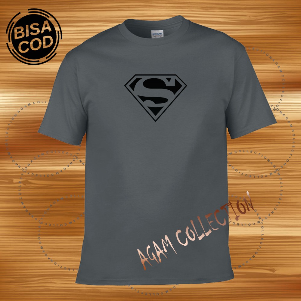 Agam Collection Baju Kaos Distro Superhero Text Hitam Lengan Pendek Premium Quality