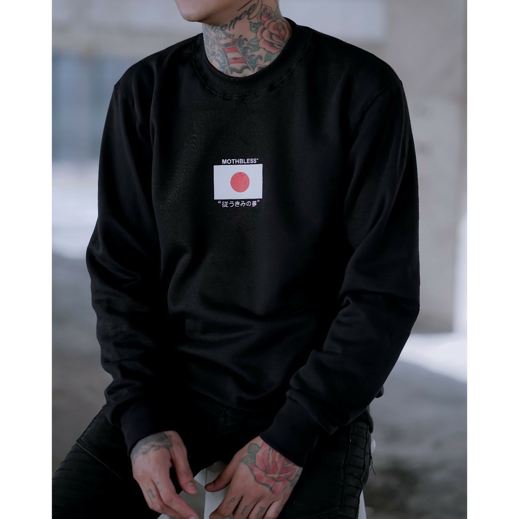 Jaket Crewneck MOTHBLESS JAPANESE – Black Edition Trendy Casual  Unisex Good Brand Quality Stylish